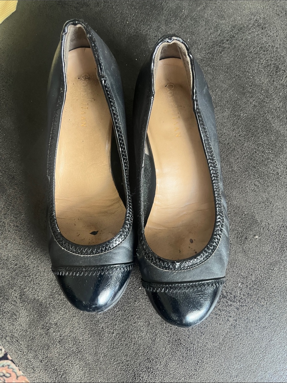 Cole Haan Nike air Black Leather elevated Ballet Flats